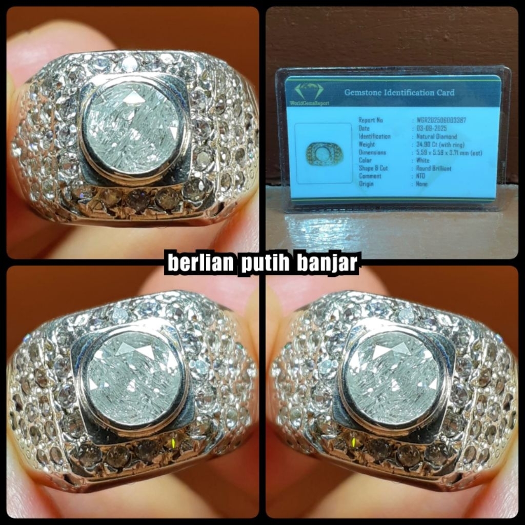 natural cincin batu berlian putih Banjar martapura