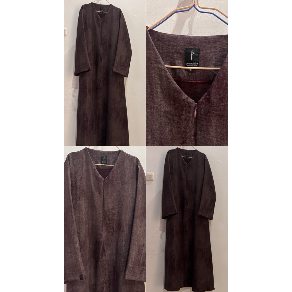 plum attire burgundy prewash gamis preloved