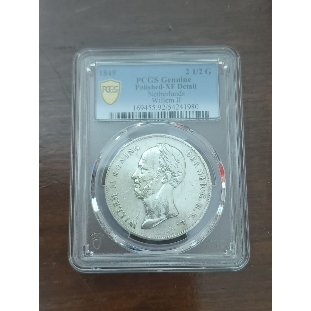 PCGS KOIN WILLEM II 2,5 GULDEN 1849 PCGS XF DETAIL 54241980