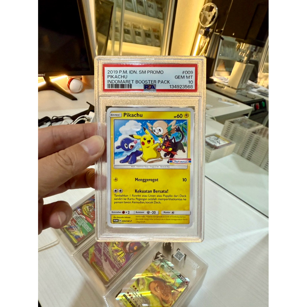 Pikachu indomaret psa 10 1 kartu POKEMON TCG card game english, japan, or indonesia (Bukan SR, rrr, 