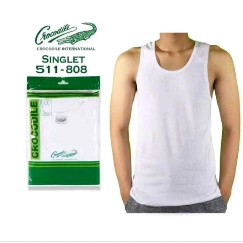 CROCODILE - Singlet Crocodile - Kaos Dalaman Putih Polos Crocodile 808 Original