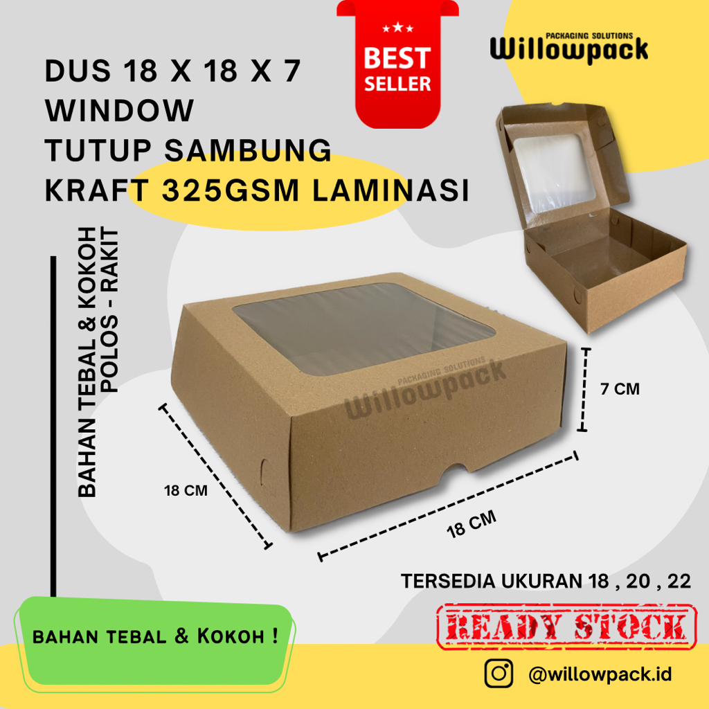 DUS 18x18x7 WINDOW KRAFT JENDELA LAMINASI BOX NASI BERKAT CATERING