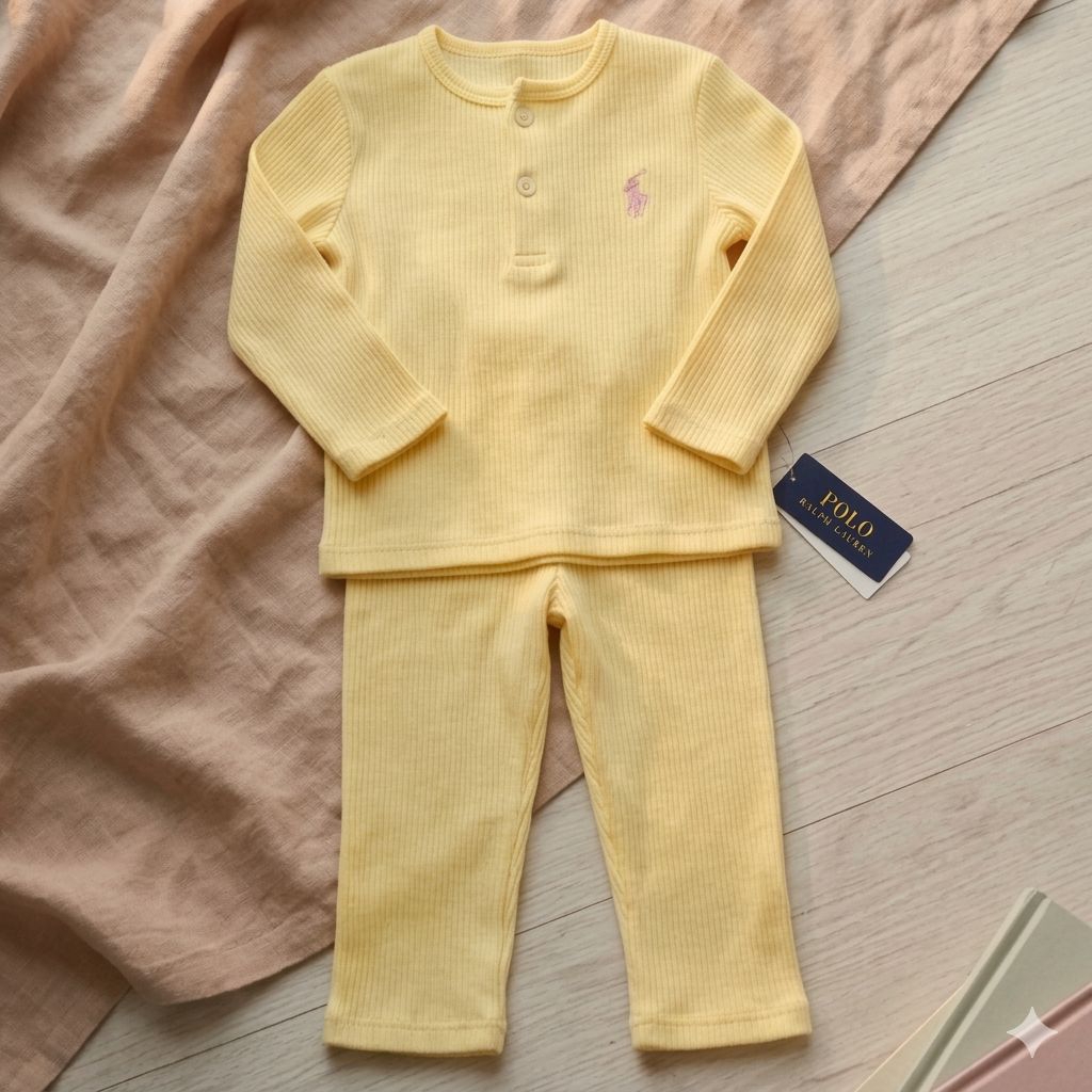 [NEW] setelan knit anak bayi polo rl - butter yellow