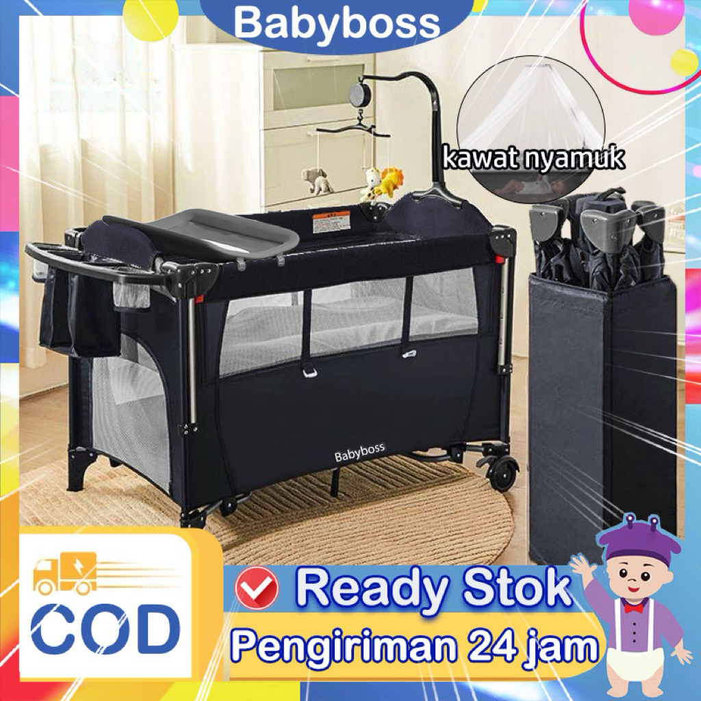 Tempat Tidur Bayi Box Bayi Tempat Tidur Bayi Lipat Multifungsi Kasur Bayi Set Kelambu Ranjang Bayi G