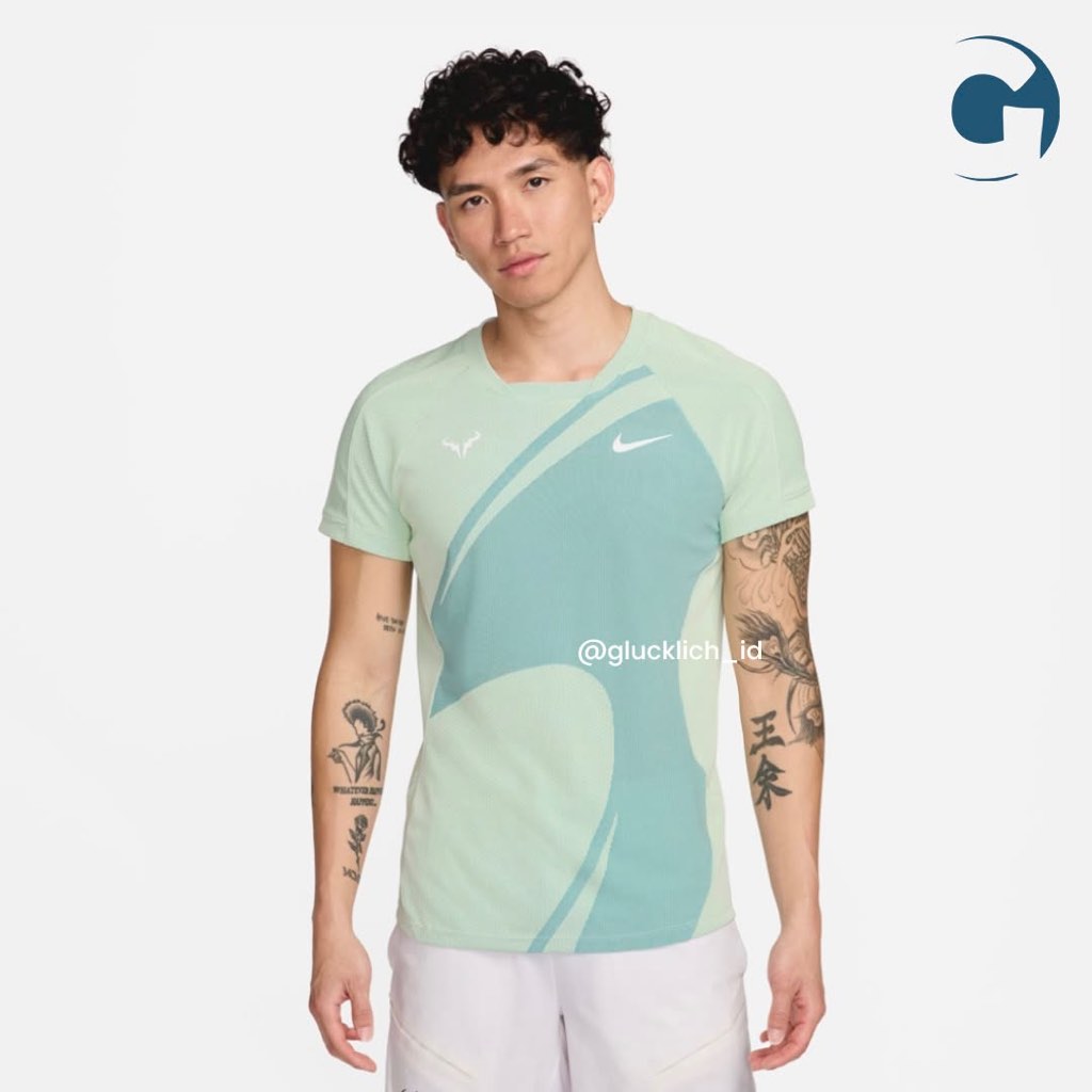 Nike, Court Short-Sleeved Rafa Tennis in Light Photo Blue / White