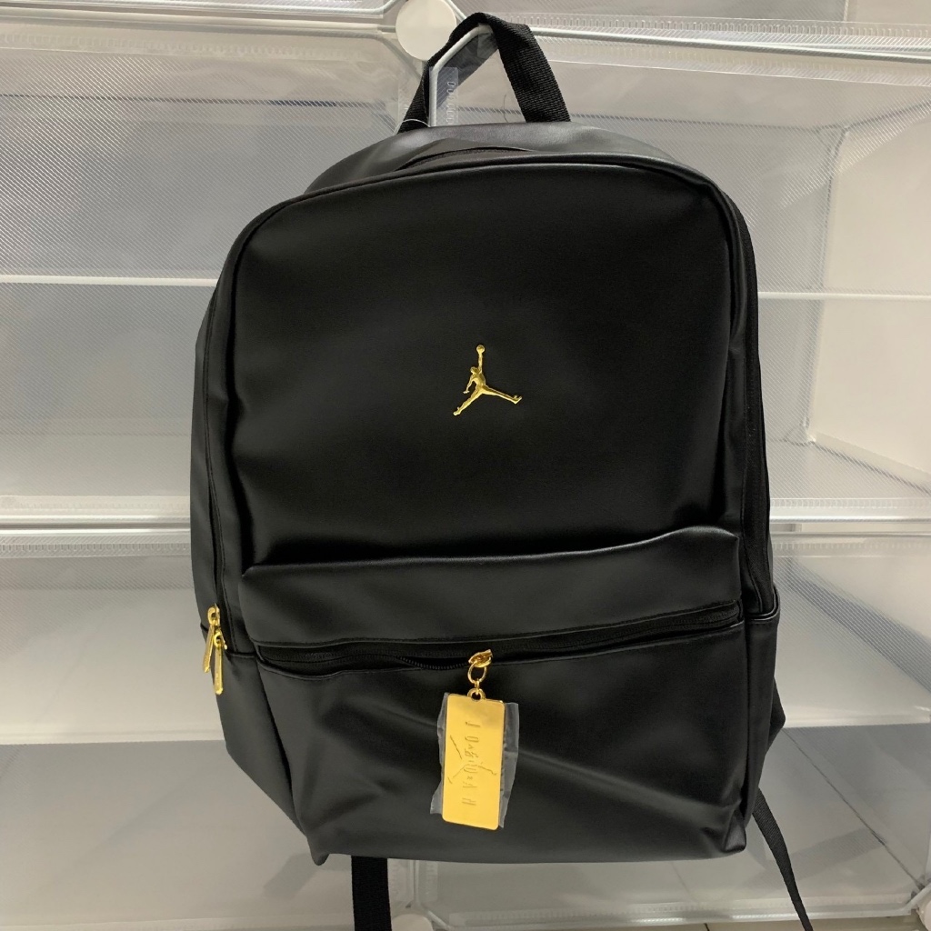 TAS RANSEL JORDAN RETRO 14 LEATHER ORIGINAL FULL BLACK BACKPACK / TAS RANSEL PRIA WANITA FULL SET / 