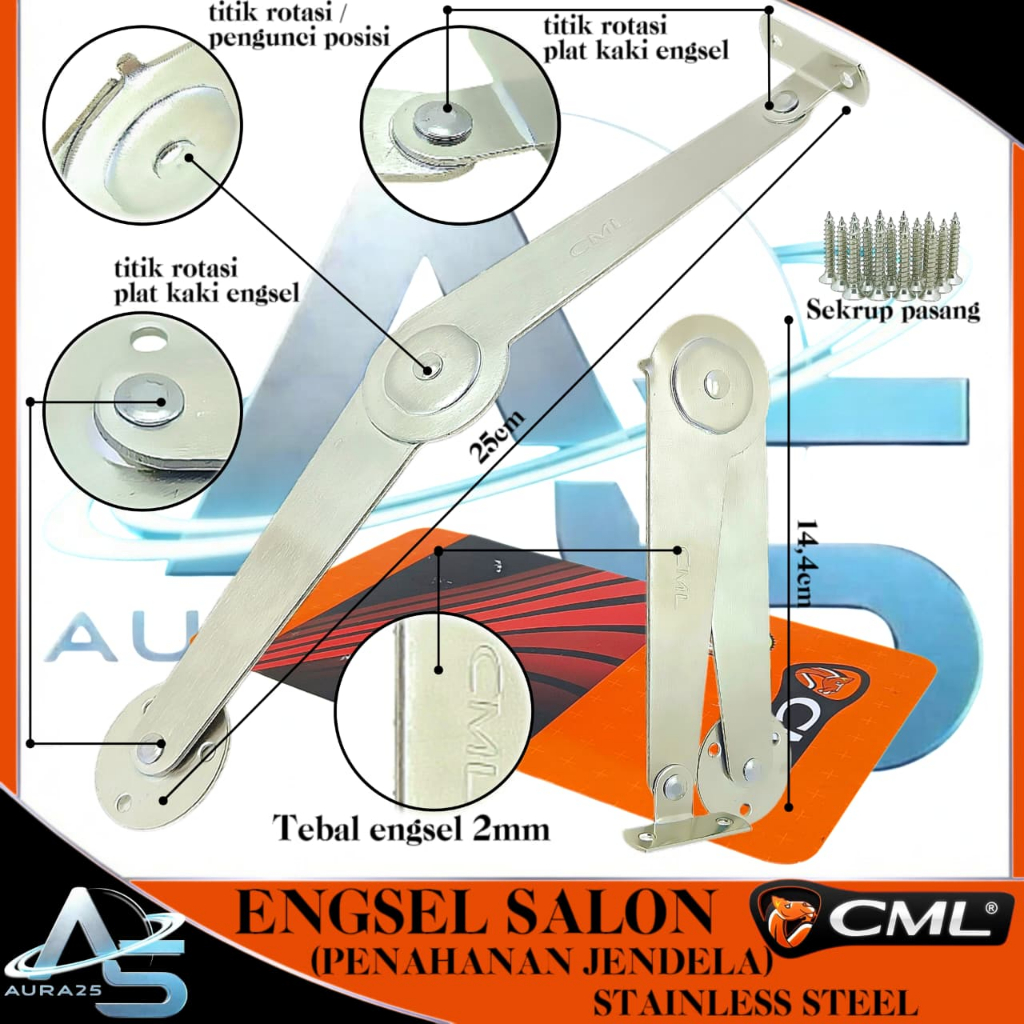 Engsel Salon CAMEL/Penahan Jendela Stainless Steel PremiumCML/Engsel Jendela Model Salon