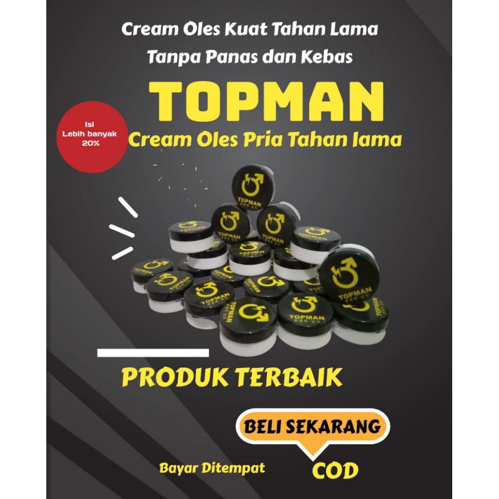TOPMAN Cream Oles Kuat Pria Tahan Lama, Tidak Panas Tidak Mati Rasa