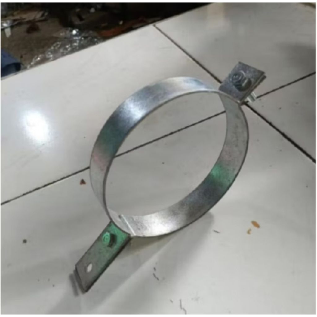 klem baugle galvanis pipa 6 inch plat 3 mm