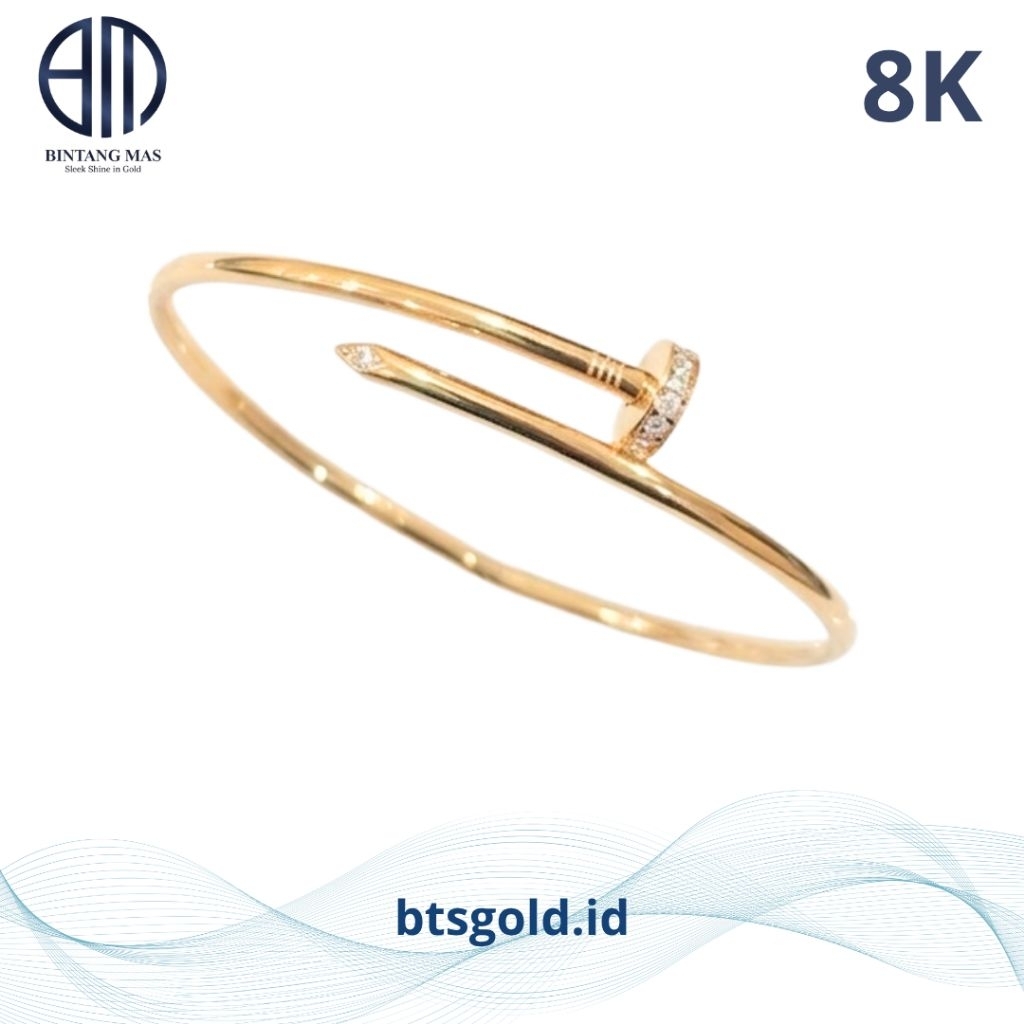 Gelang Emas Bangle Paku Diamond | 8K
