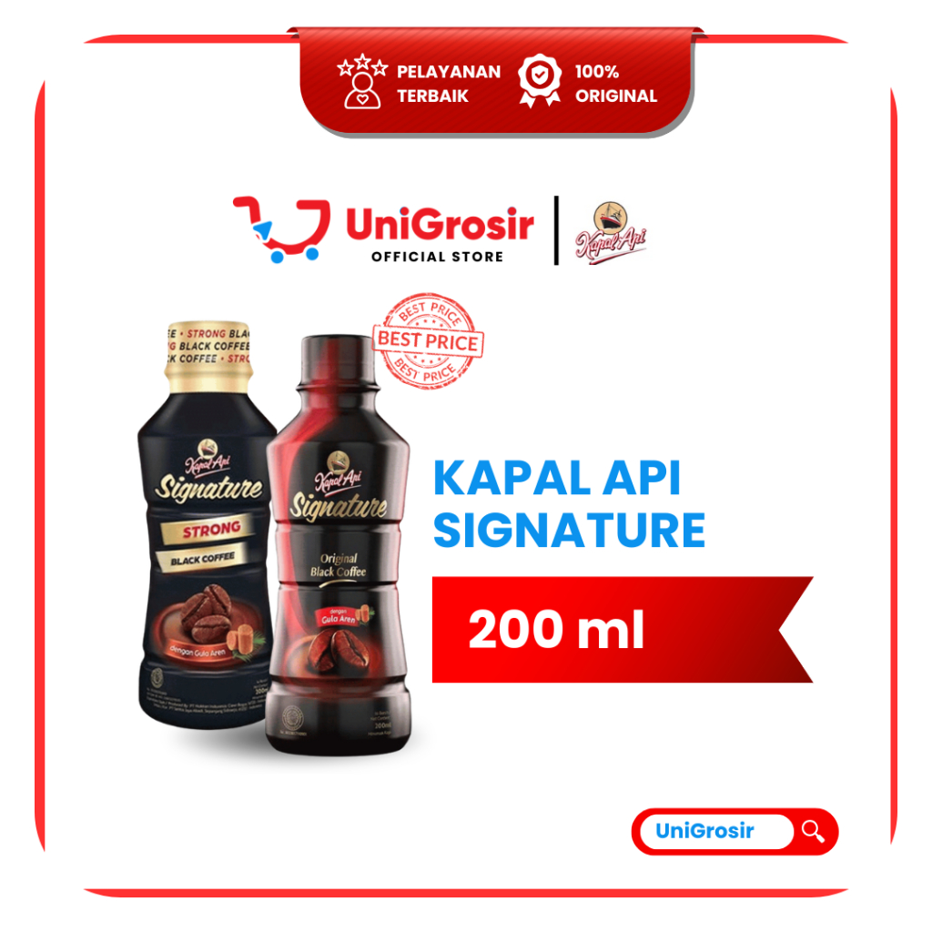 [UniGrosir] KAPAL API SIGNATURE ORIGINAL BLACK COFFEE DAN STRONG  BOTOL KOPI GULA AREN KOPI HITAM ~ 