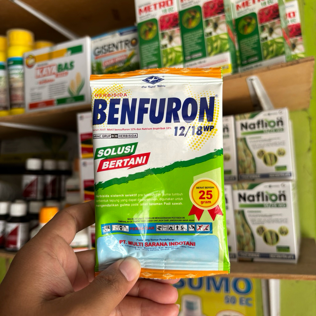Benfuron 12/18 WP 25 Gram Herbisida Pembasmi Rumput Padi Sawah Obat Gulma Ampuh Sistemik Selektif