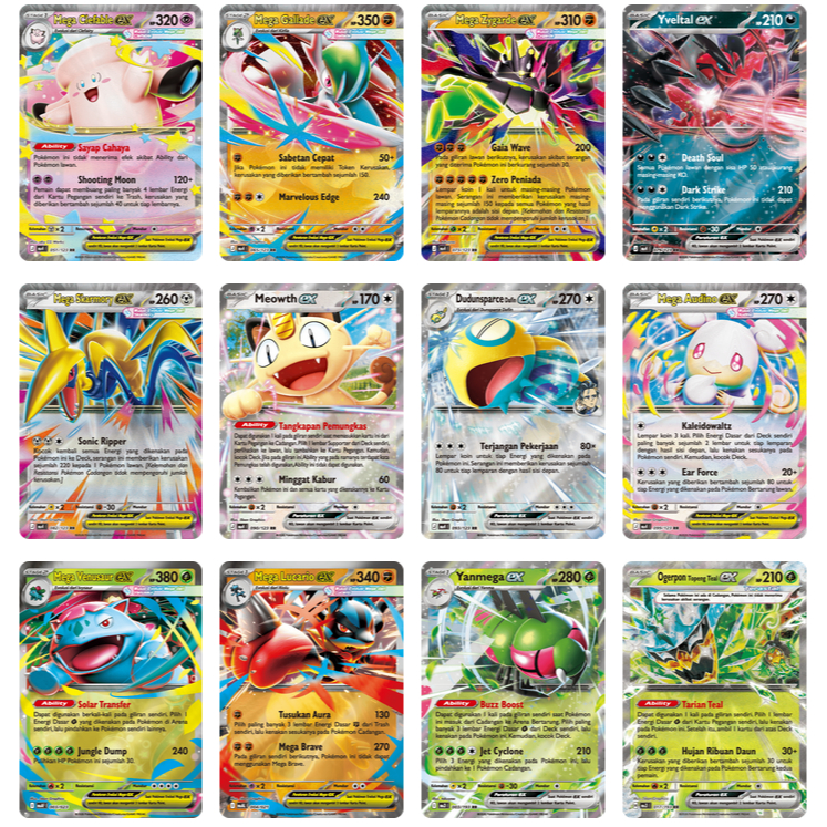 Kartu Pokemon TCG RR EX Indo Gardevoir Mewtwo Mega Sharpedo Mismagius Latias Pikachu Dragonite Fezan