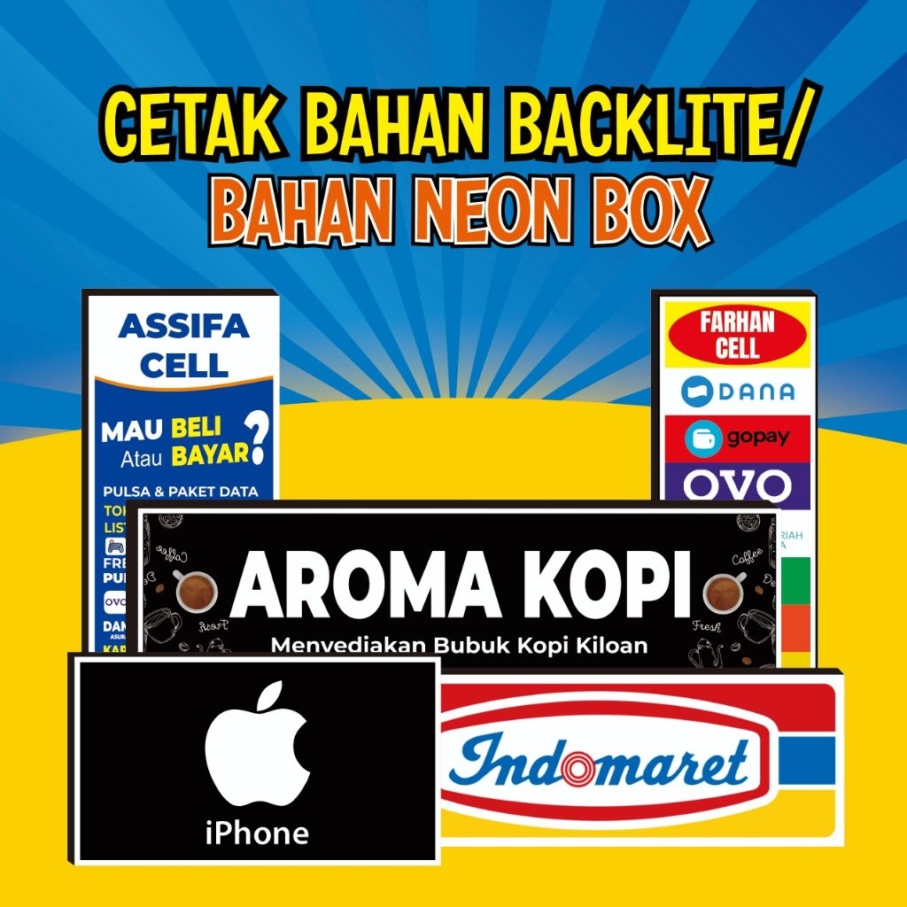 Cetak Backlite 510 Gram Outdoor, Bahan Neon box