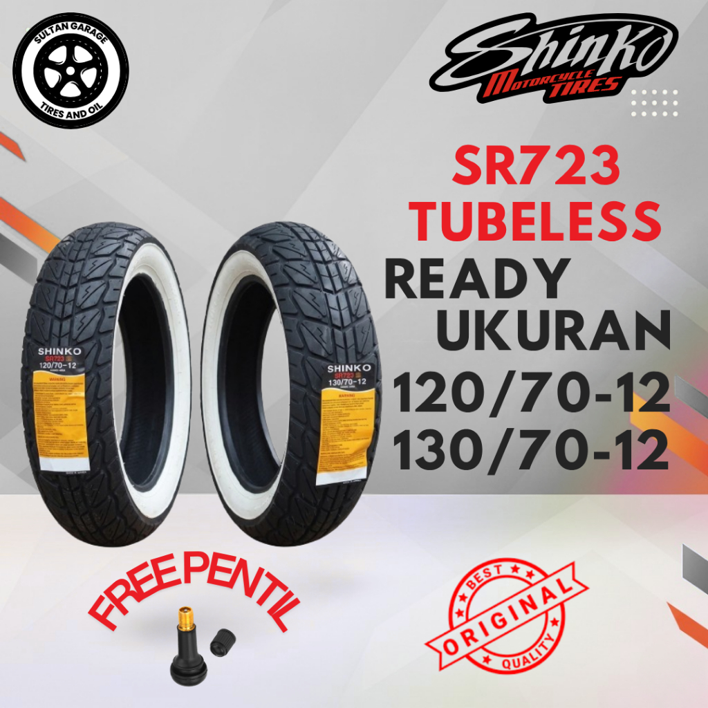 Paket / Satuan Ban Vespa Matic 120/70-12 & 130/70-12 Shinko SR723 WW / White Wall / Ban Shinko Impor