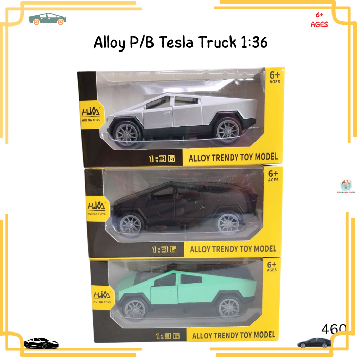 Mainan Miniatur Pull Back Tesla Truck 1:36