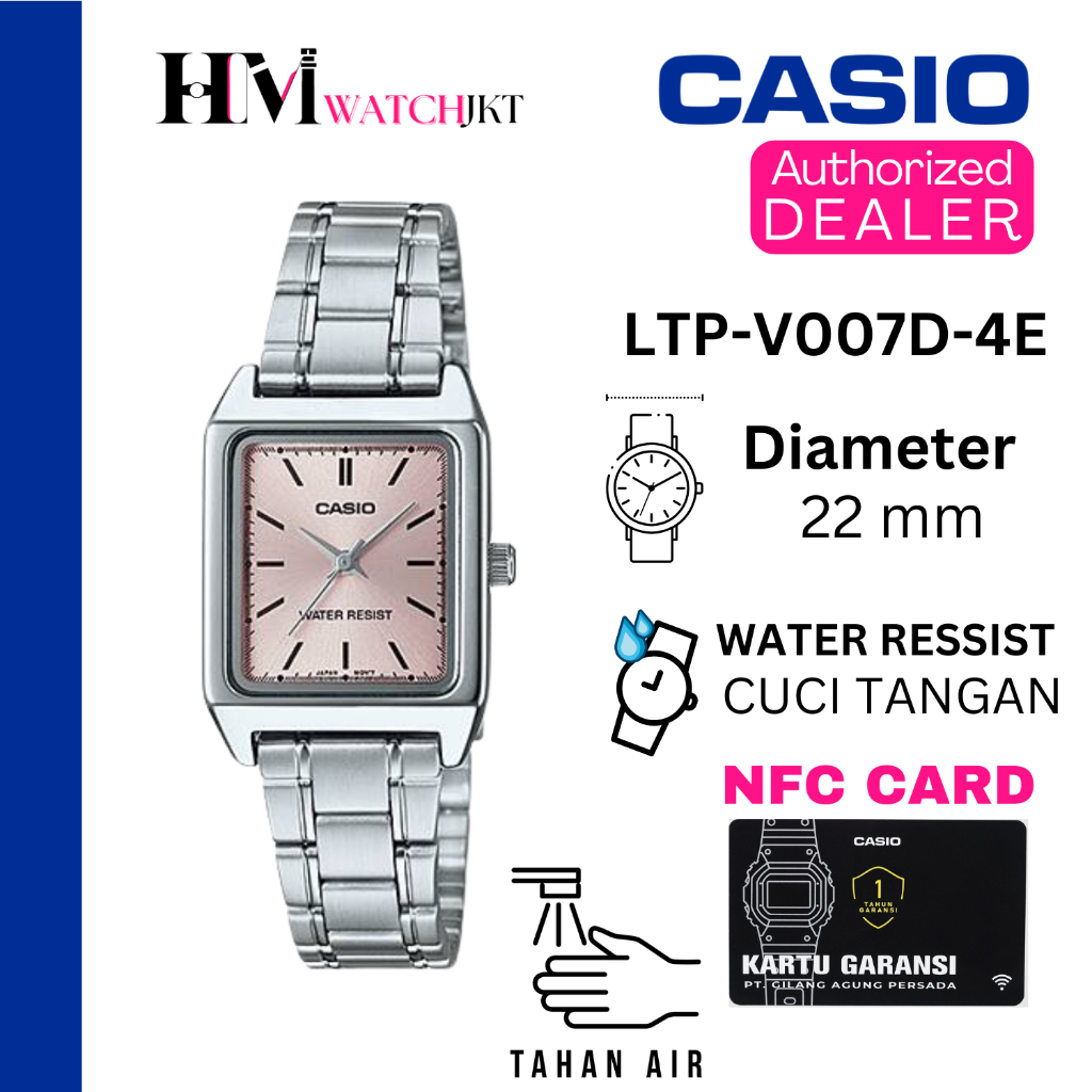 CASIO LTP-V007D-4EUDF Jam Tangan Wanita Original Analog Rantai Antiair LTP-V007D-4E ltpv007