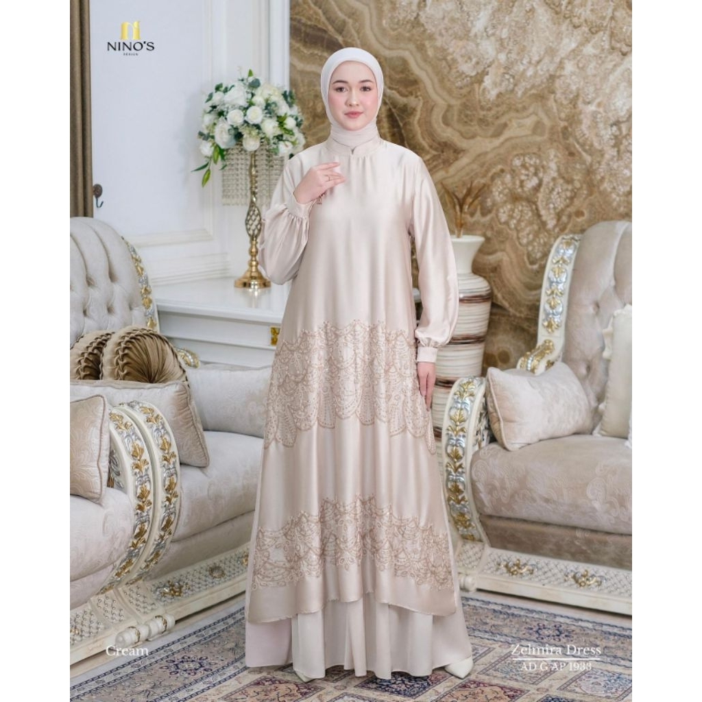 Zelmira Dress by Ninos Design Original - Dress dengan Bahan Armani silk payet mix Armani silk polos 