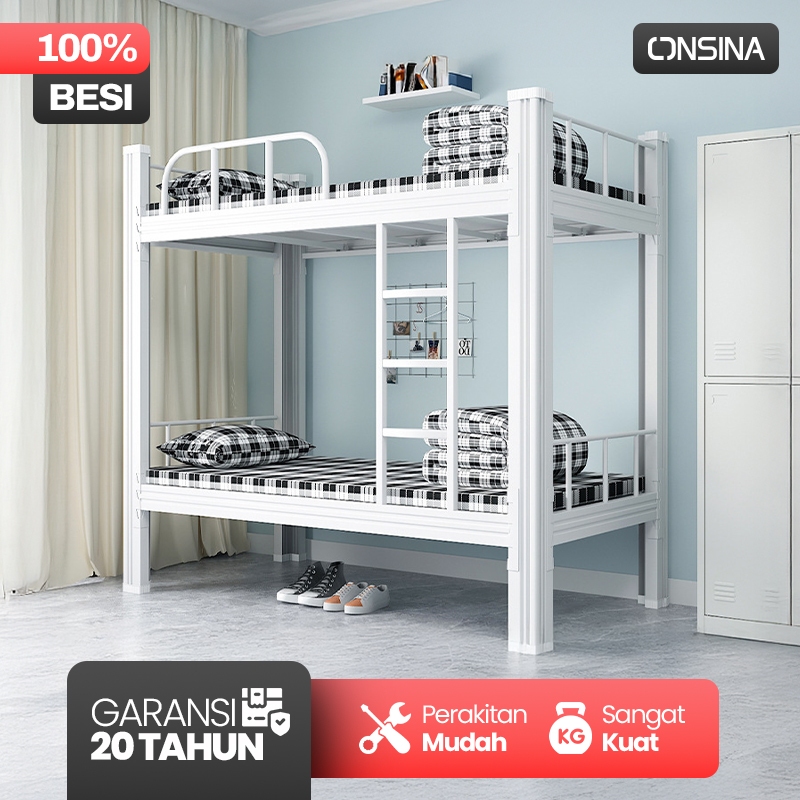 ONSINA RANJANG 2 SUSUN BESI RANJANG TINGKAT 2 SUSUN TEMPAT TIDUR MINIMALIS RANJANG DIPAN BUNKED BESI