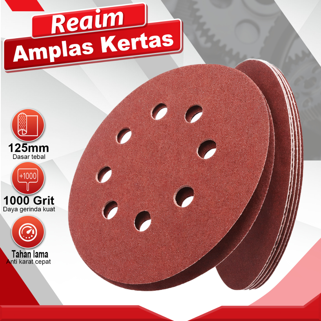 Reaim 10 Pcs Kertas Amplas Bulat Lingkaran 125 mm 4" Inch Grit 800 - 1000