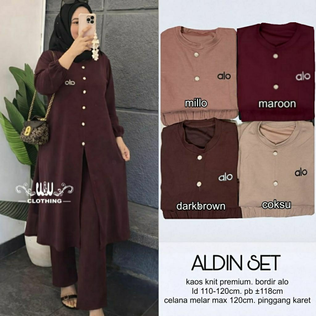 ALDIN SETCEL LONG TUNIK ORI BY WW/SETELAN CELANA PANJANG DAN LONG TUNIK ELEGAN LD 120 CM FIT XXL MAT