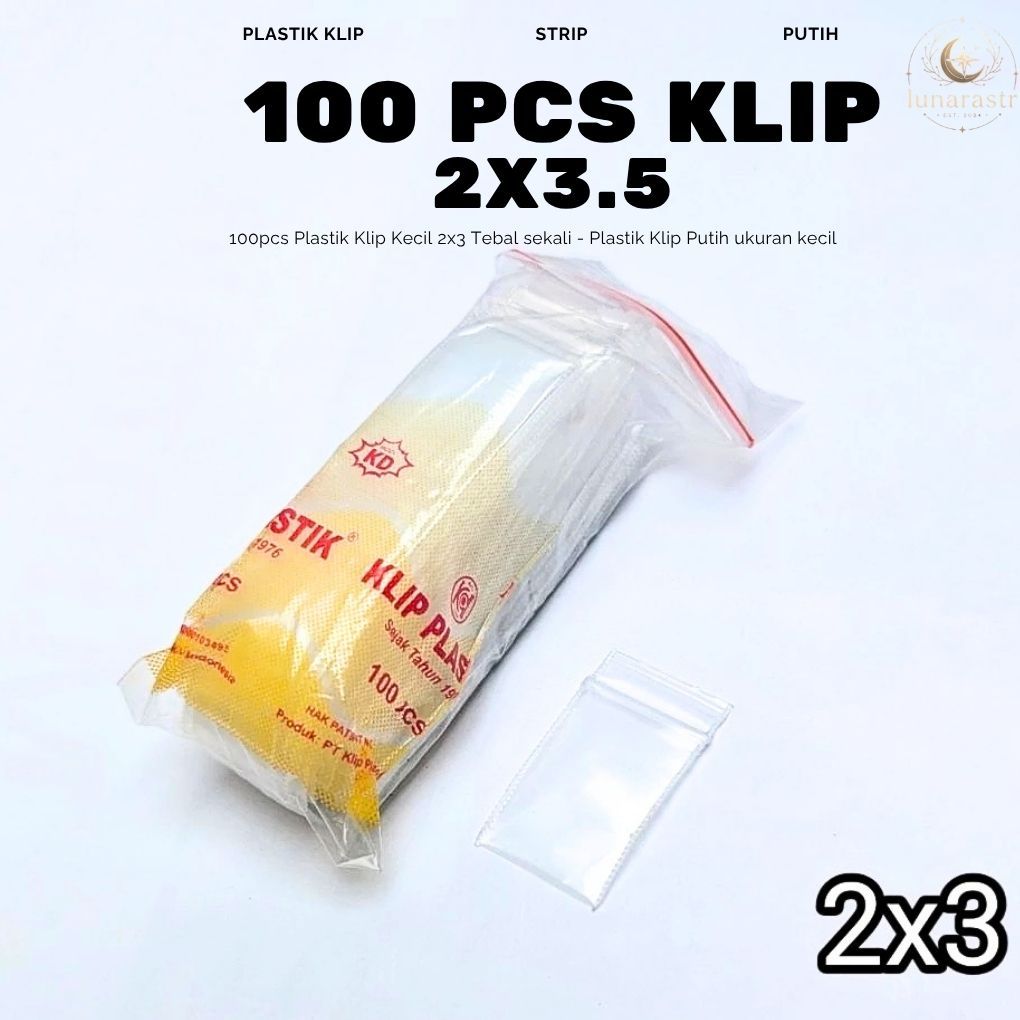 Plastik Klip Bening Ukuran Kecil 2x3.5 Isi 100 Lembar Tebal sekali - Plastik Klip Putih ukuran kecil