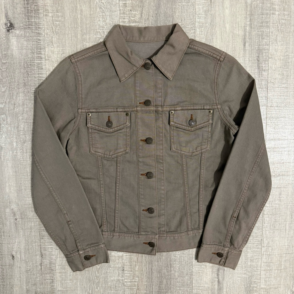 Trucker uniqlo women denim jacket soft brown jeans
