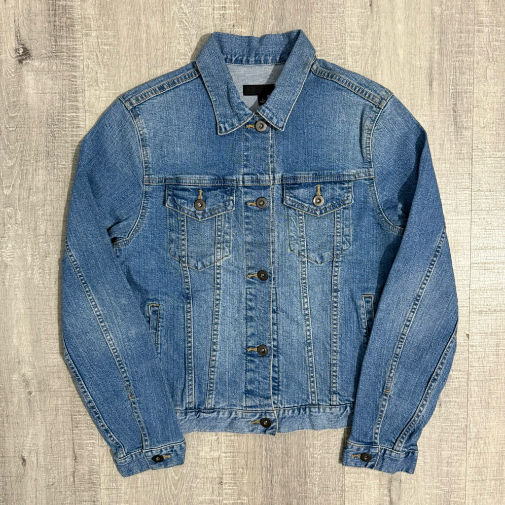 Trucker uniqlo women denim jacket blue wash jeans