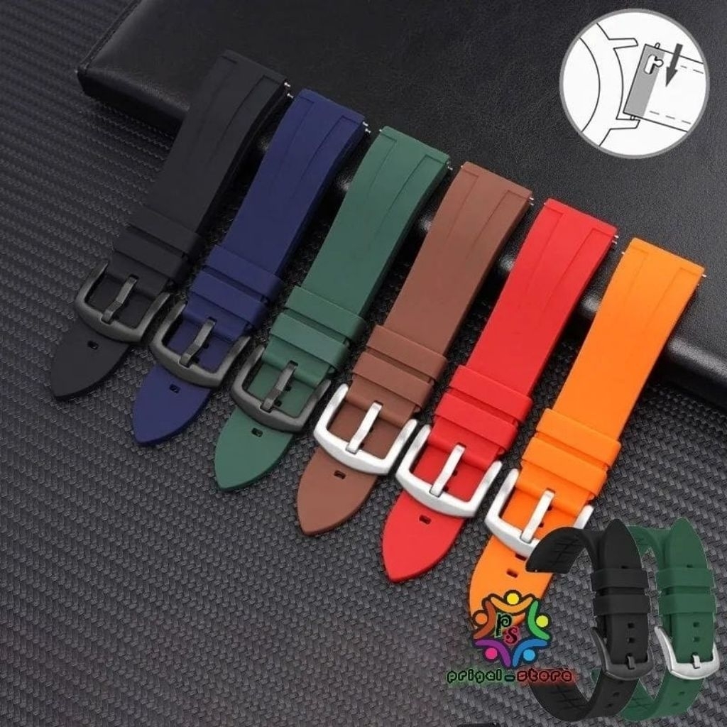 Strap Tali Jam Smartwatch Strap Rubber Silikon Melengkung 20mm 22mm