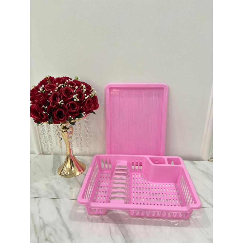 Rak Piring Lovenia - Rak Dapur Tatakan Piring Basah - Dish Rack dengan Nampan / Rak Cuci Piring