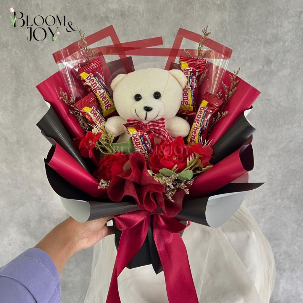 [READY STOCK] Buket Boneka Wisuda / Ultah / Lamaran / Hadiah Sidang / Buket Snack / Buket Coklat / G