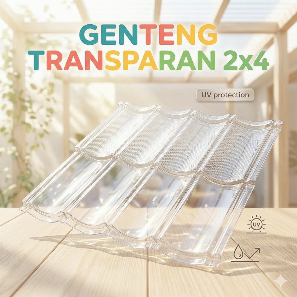 WALRUS Genteng Transparan 2x4 PVC | Atap Penerangan Skylight Bening Anti UV - Premium