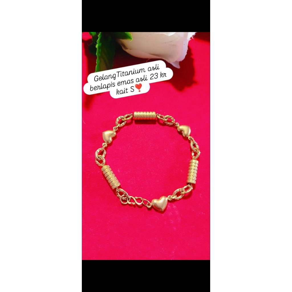 perhiasan 23 karat titanium asli berlapis emas asli 23 karat kait S