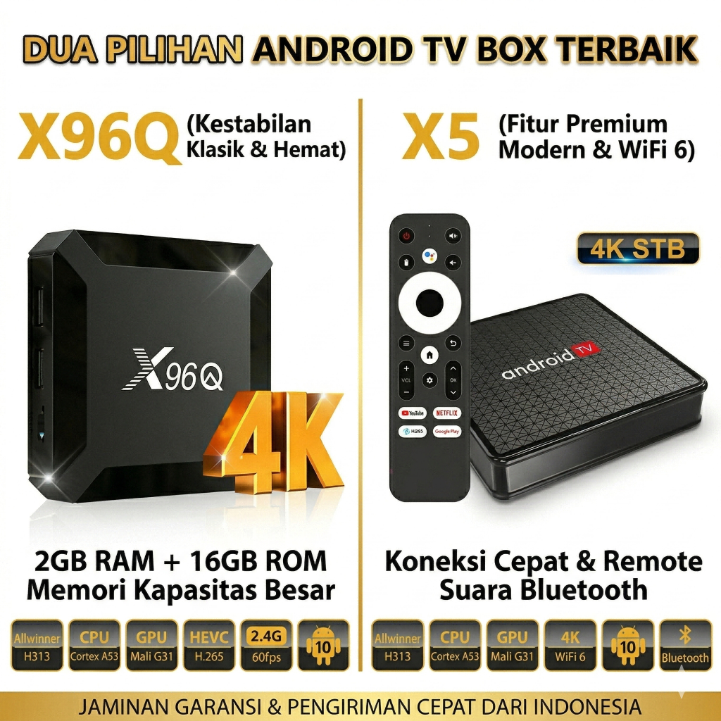 X96Q TV BOX Android Smart  4K X5 Smart TV BOX Set Top Box Tv Digital Support Bluetooth Voice