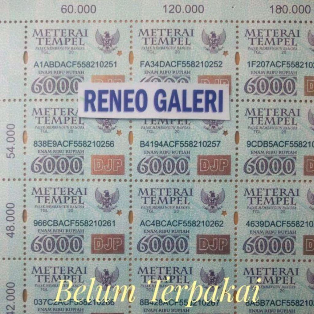 Mint/Baru Asli Materai 6000 Rupiah Tahun 2010 2011 2012 2013 2014 2009 2015 Meterai tempel lama kuno