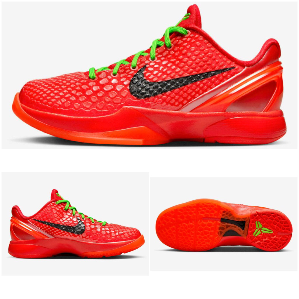 Sepatu Basket Kobe 6 Protro Grinch Bright Crimson