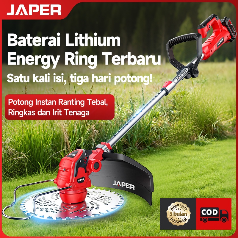 JAPER Mesin Potong Rumput baterai mesin pemotong rumput listrik rumput listrik pemotong ulang alat p