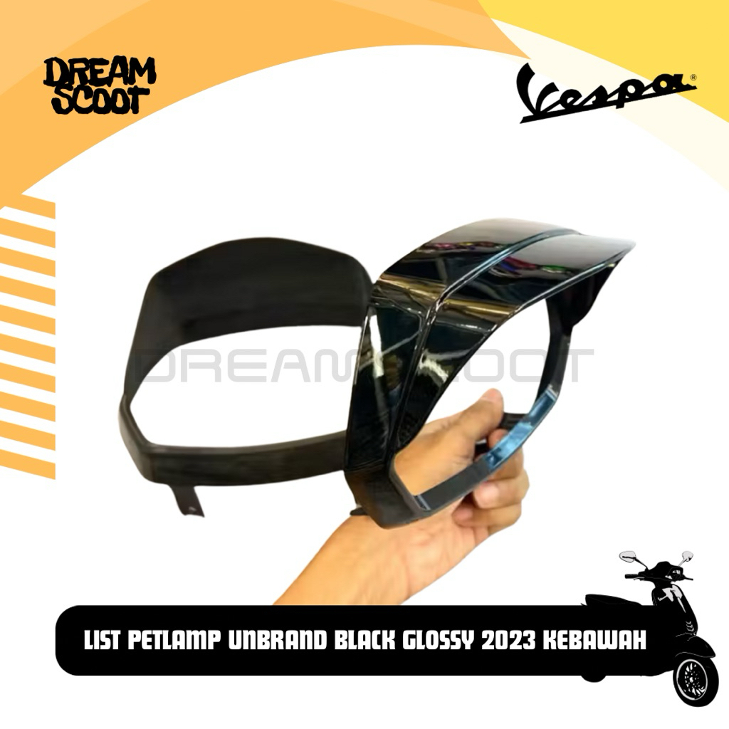 List Petlamp Black Glossy Unbrand Vespa Sprint 2023 KEBAWAH  List Headlamp Vespa Matic List Petlamp 