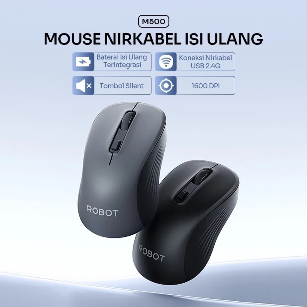 MOUSE ROBOT M500 Mouse Wireless Silent Click Rechargeable Battery