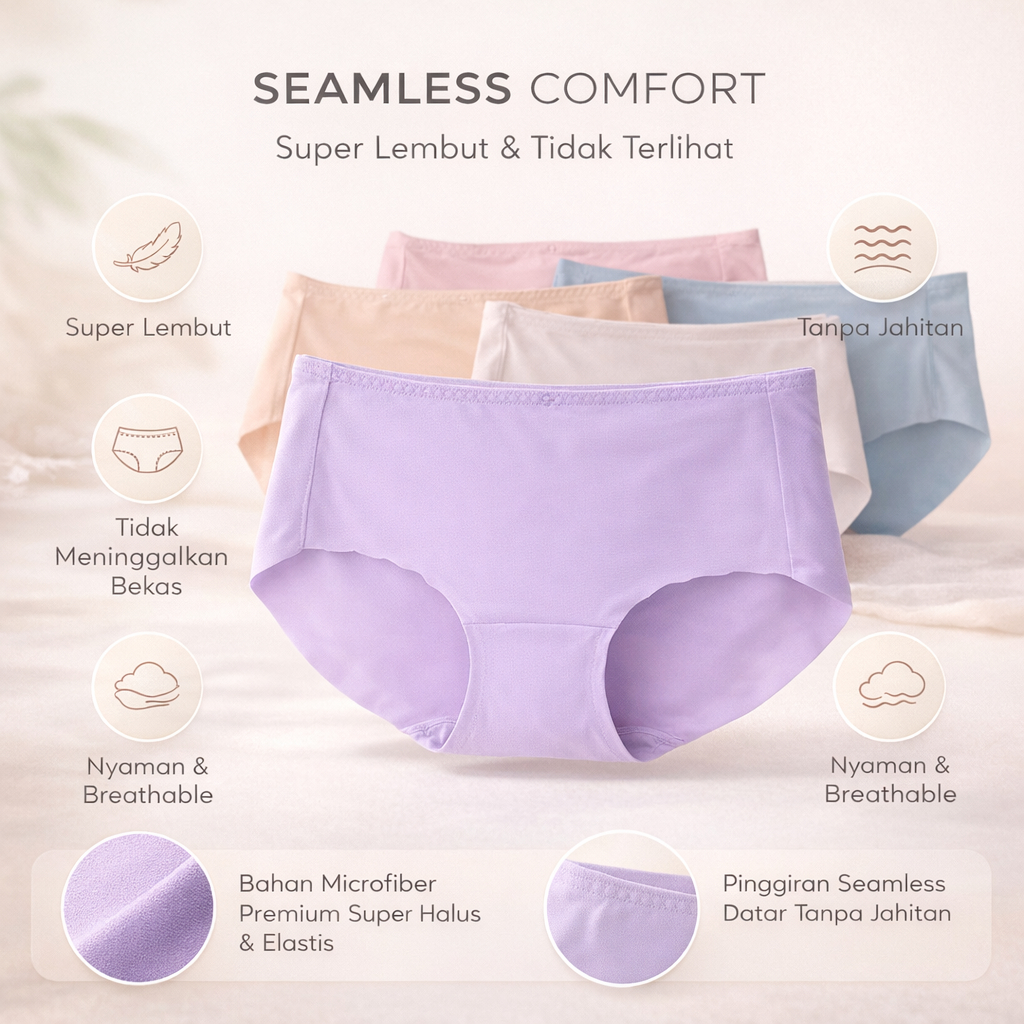 POLINI CD Seamless Wanita CD Ice Silk Berpori Es Sutra CELANA DALAM SEAMLESS 6329