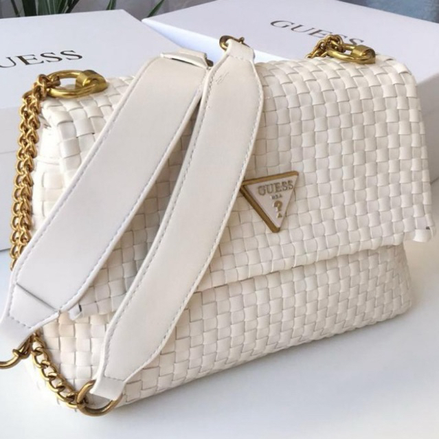Tas Guess Branded Import Premium | Shoulder Bag / Sling Bag Fashion  Tas Anyaman Putih lisbet Gue$$ 