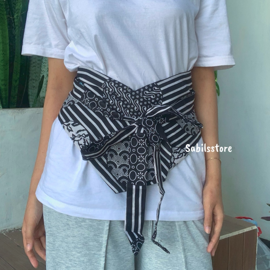 Sabils.id Obi Belt Batik Sabuk Kain Katun Aksesoris Fashion Wanita Pria