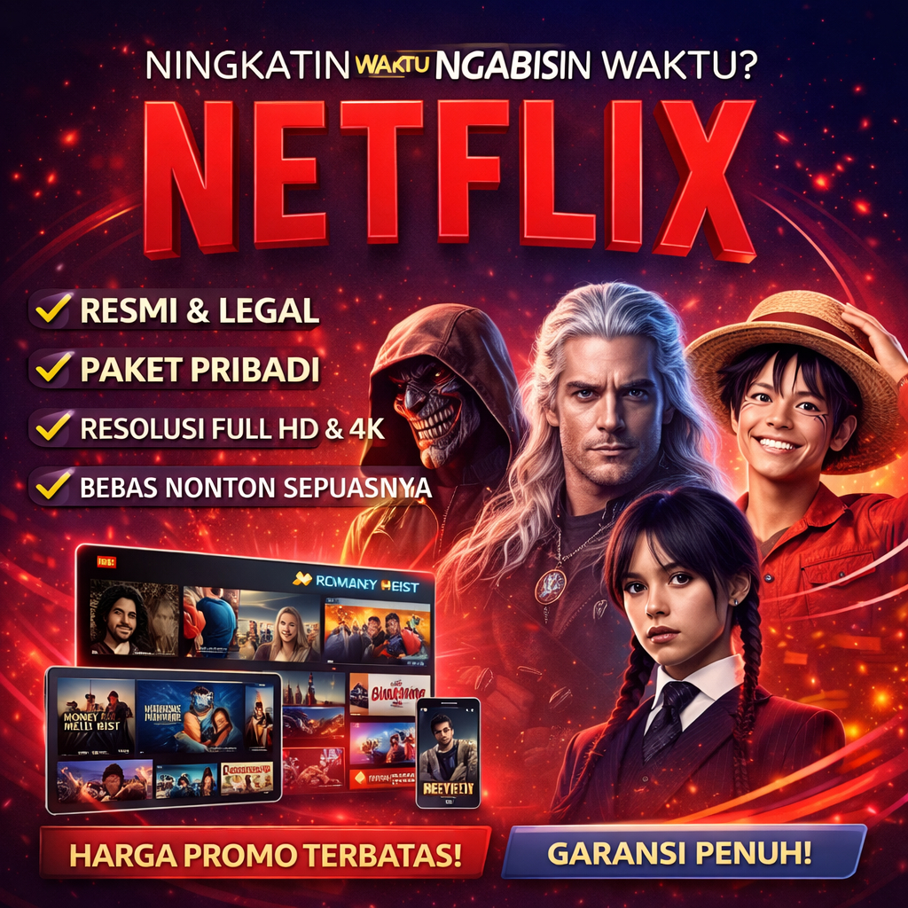 NETFLIX PREMIUM HARIAN, 4K UHD, NO SCREEN LIMIT, NO HOLD