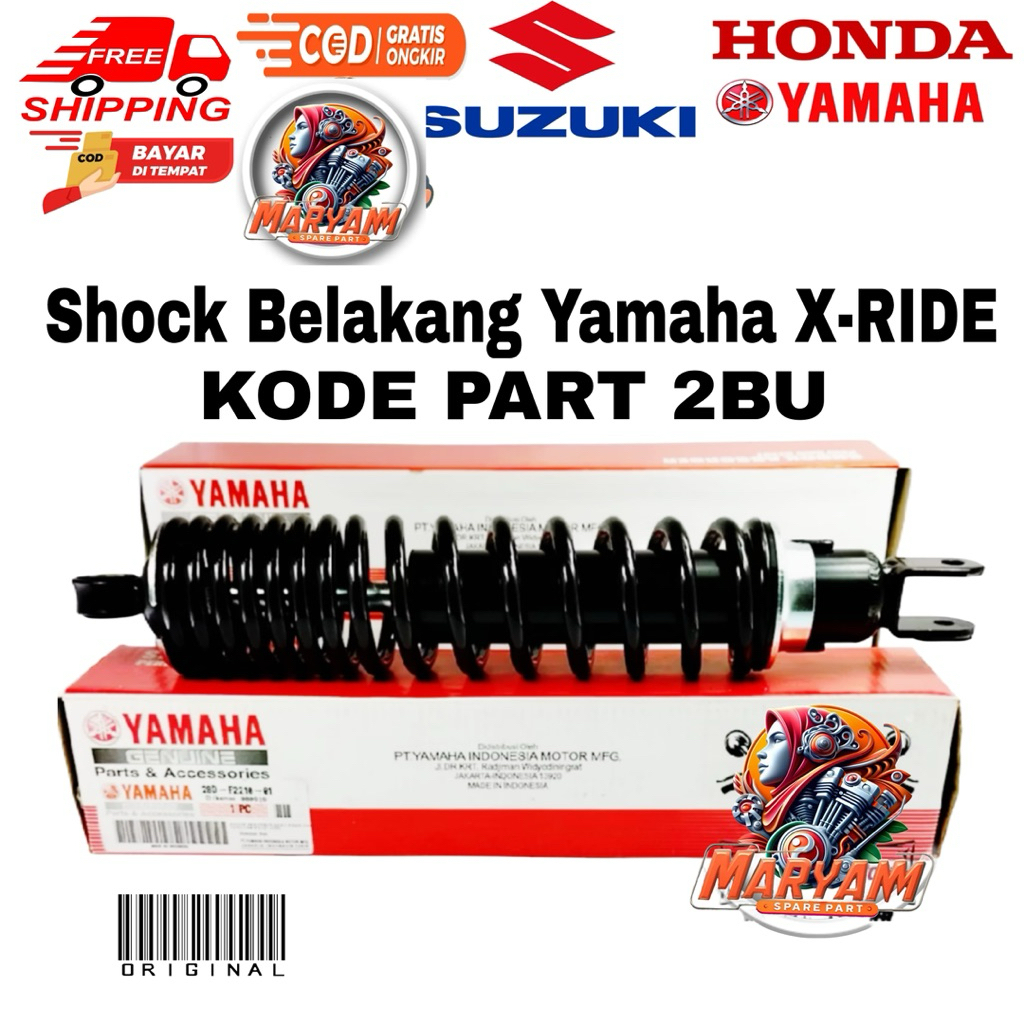 SHOCKBREAKER BELAKANG MOTOR YAMAHA X RIDE 115 , X RIDE 125 WARNA HITAM KODE PART 2BU