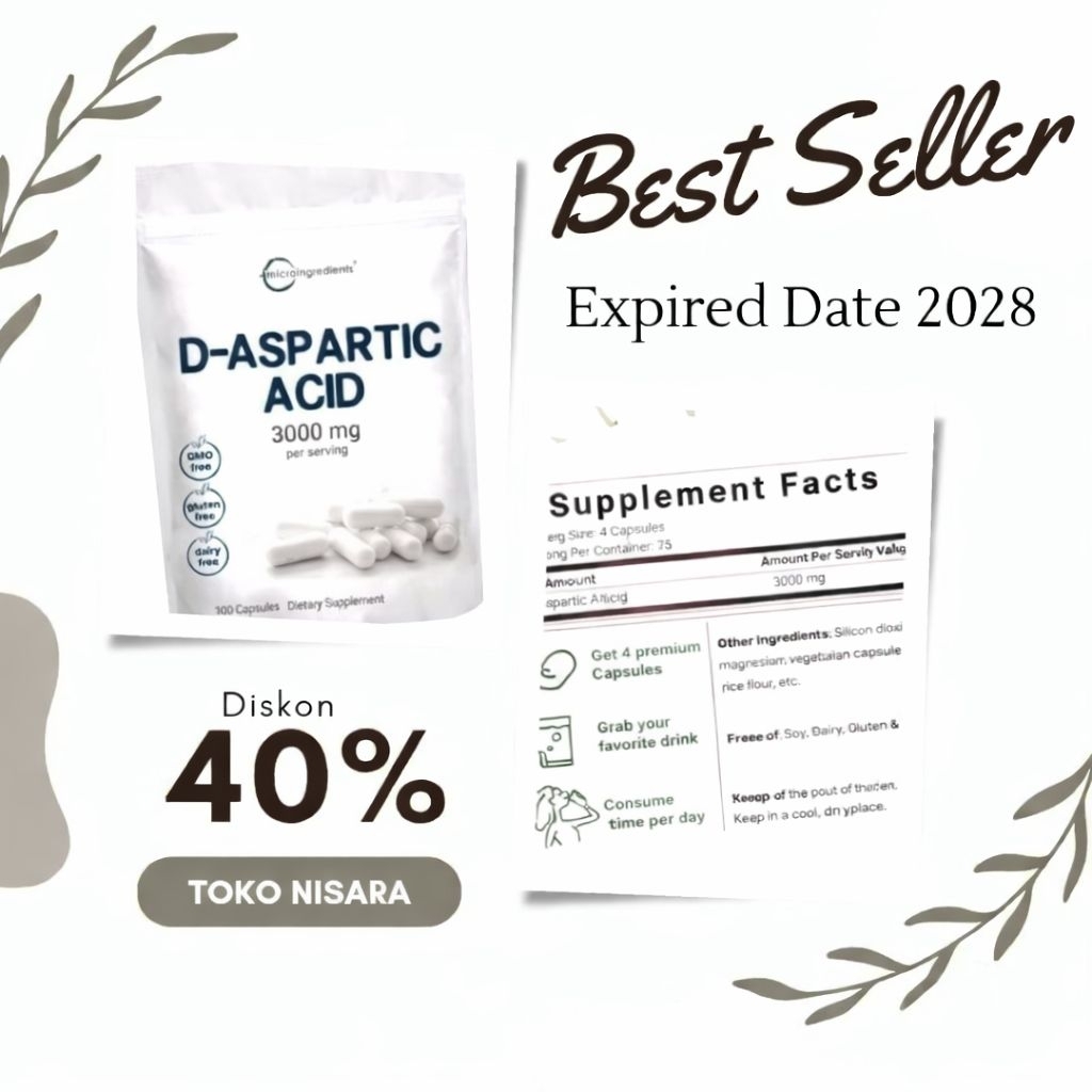 Microingredients D-Aspartic Acid 3000mg Per Serving - Micro 300 Capsules