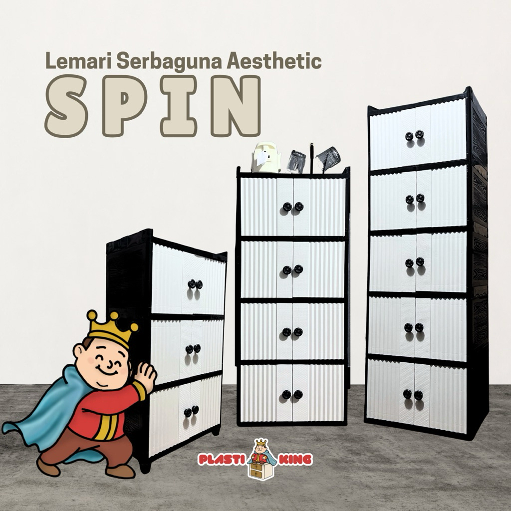 <PlastiKing> SPIN Lemari Plastik Aesthetic SPIN Perlengkapan Rumah Tangga Lemari Pakaian lemari sepa