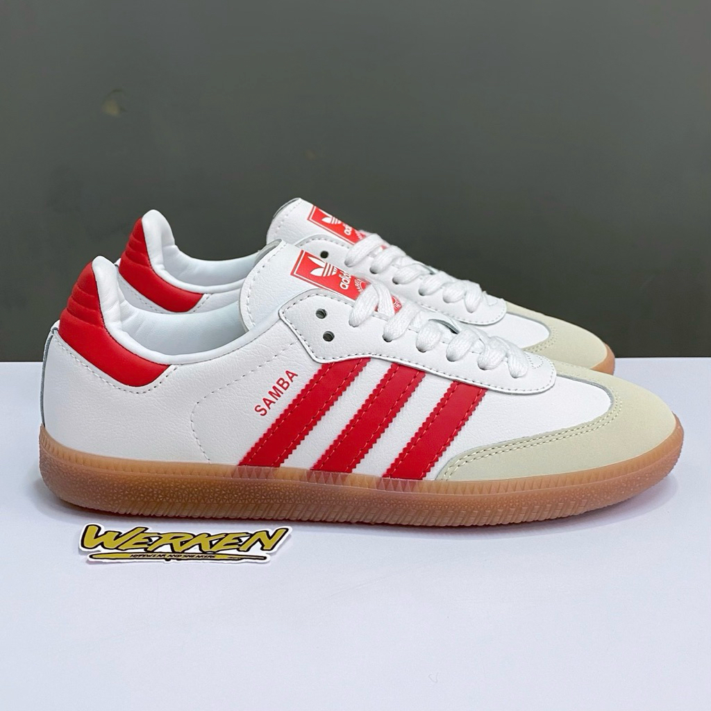 Promo Sepatu Sneaker Adidas Samba OG White Solar Red Gum
