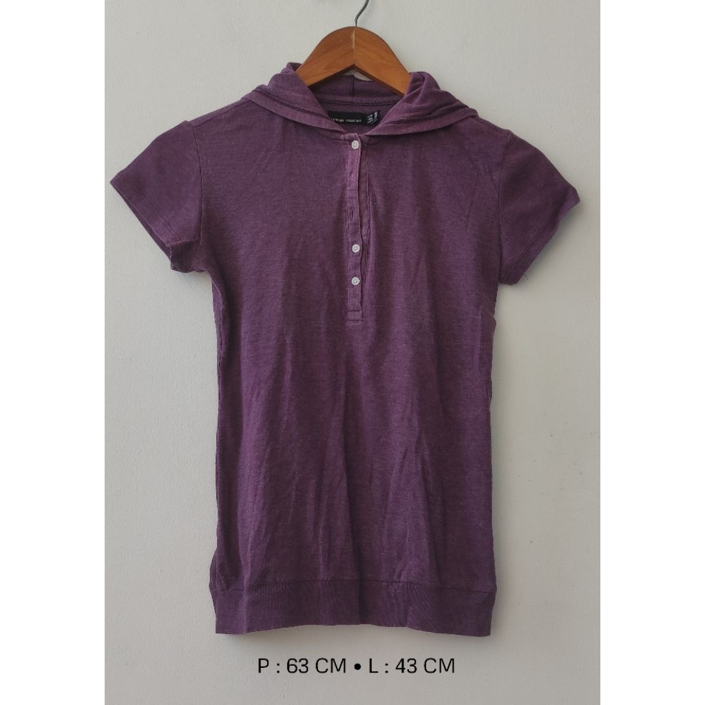 kaos blus hammer collection size m preloved blouse tshirt warna ungu purple with hoodie hoody lengan