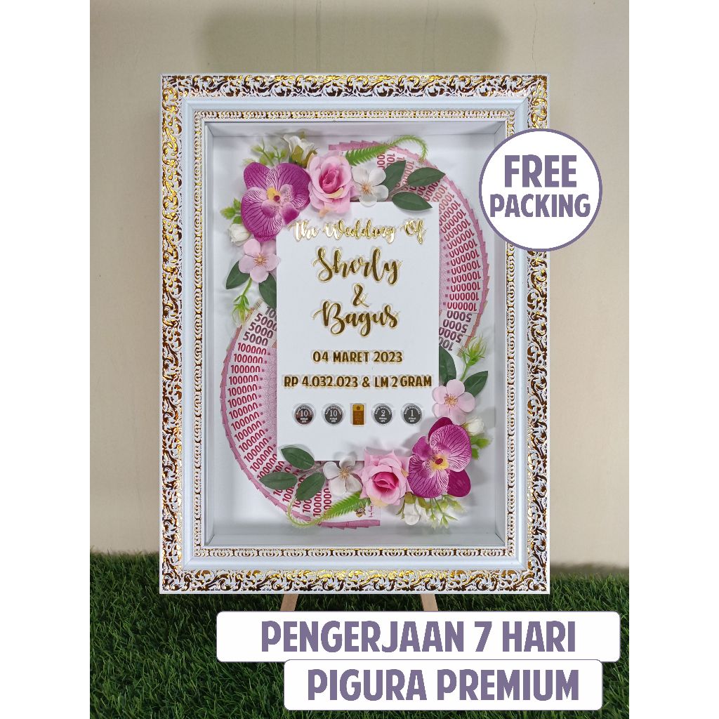 Pre Order Mahar Pigura 38 cm x 48 cm KODE 3040PAK5 / Mahar Pigora Rustic Akrilik Mirror Gold 38x48 /