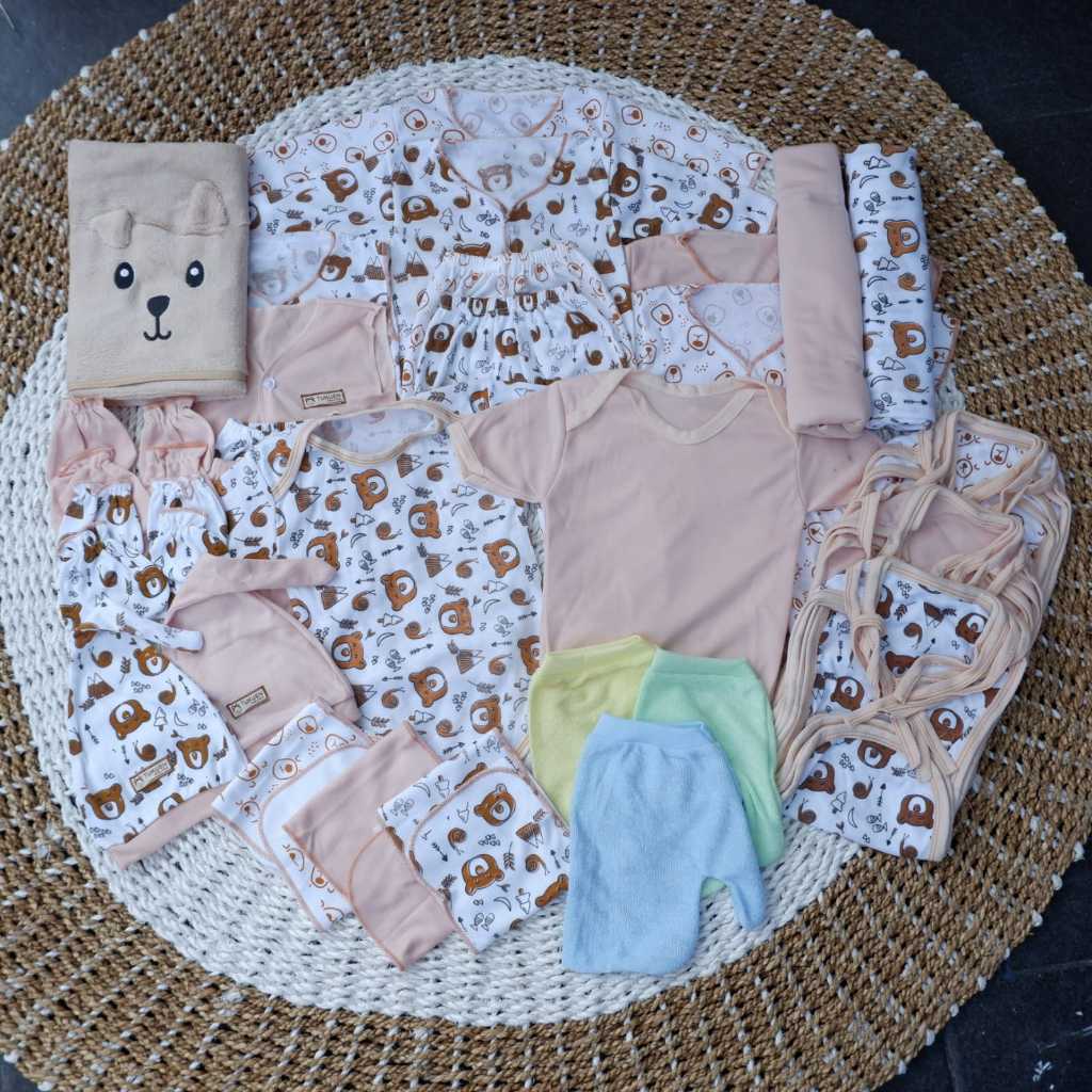 32pcs Paket Lengkap Paket Melahirkan Bayi Baru Lahir Usia 0-4 Bulan (6pcs Baju+6pcs Celana+2pcs Bedo